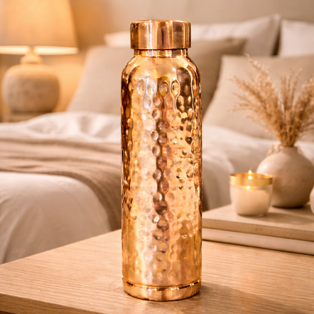 Aabha Handcrafted Hammered Pure Copper Bottle