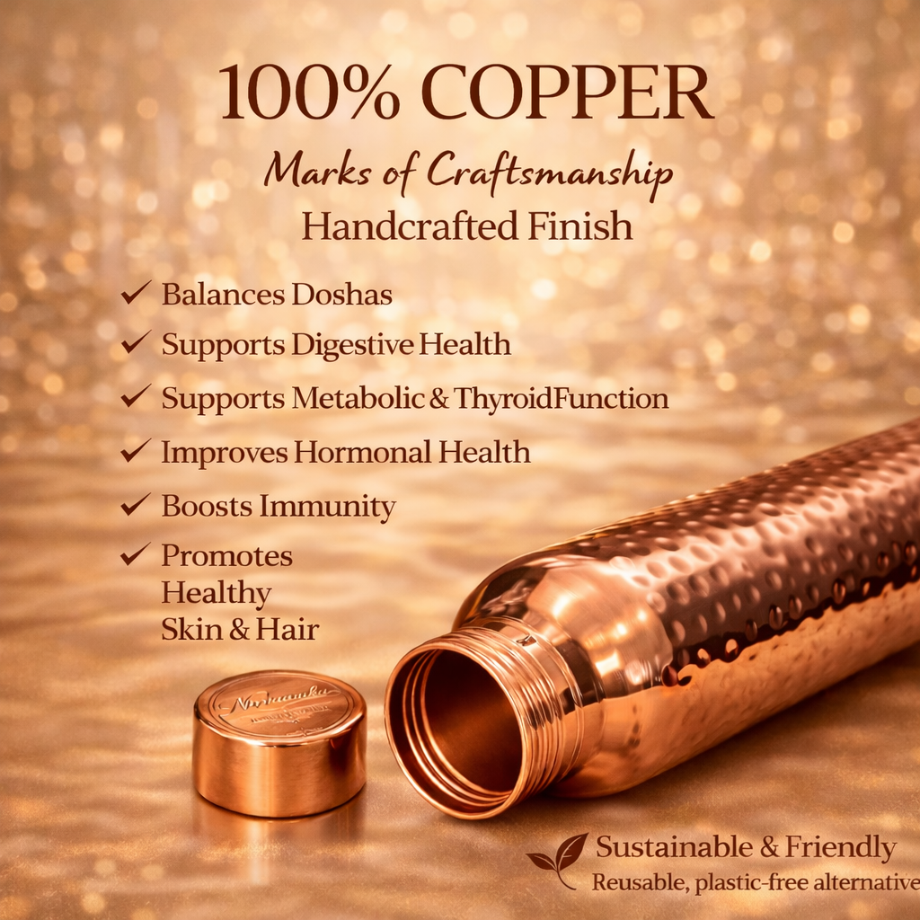 Aabha Handcrafted Hammered Pure Copper Bottle