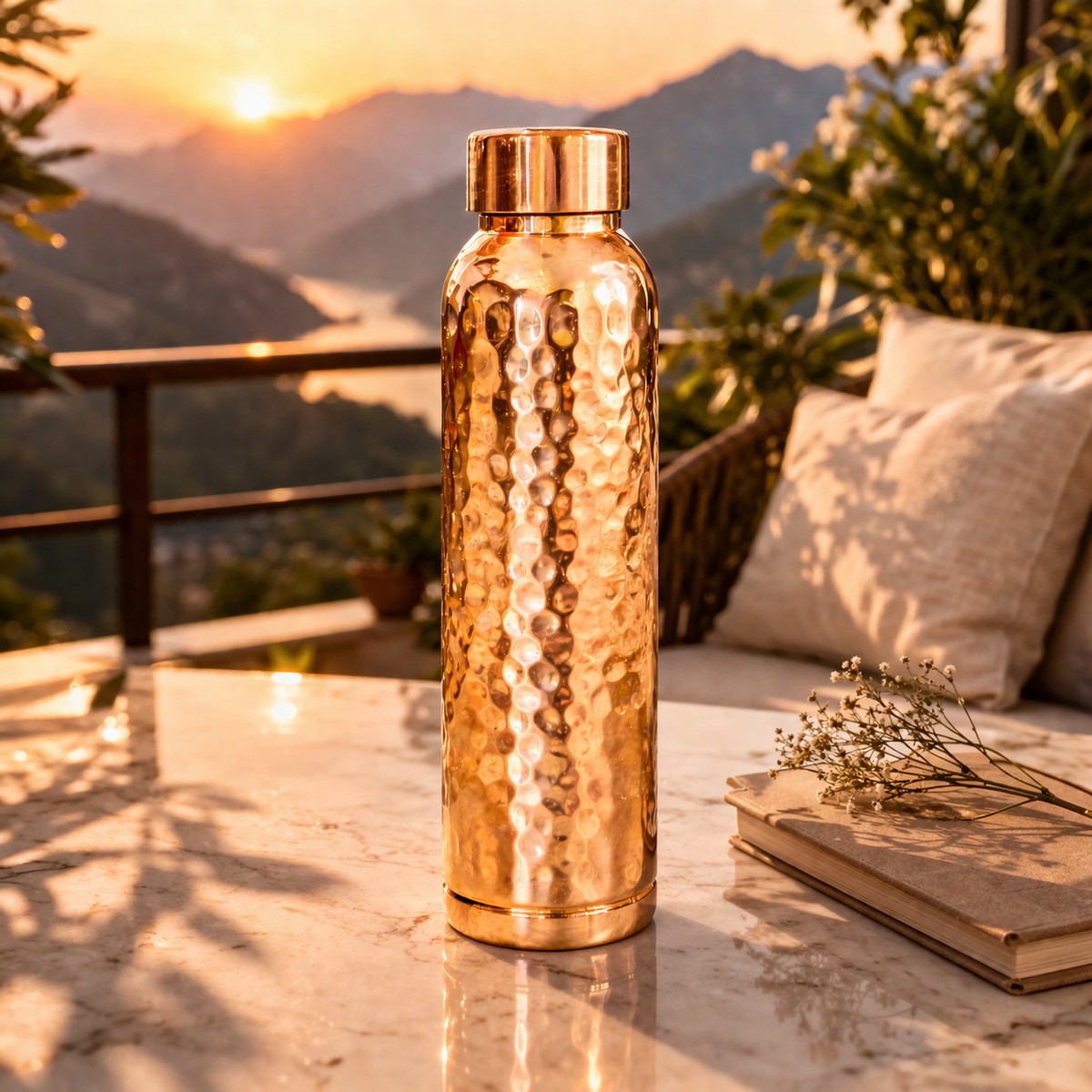 Aabha Handcrafted Hammered Pure Copper Bottle