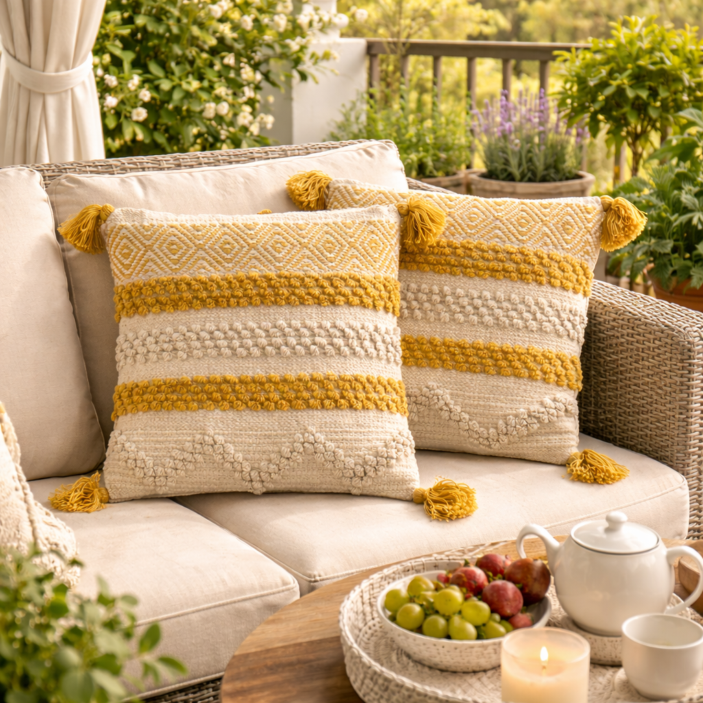 Aarini Handloom Geometric Cushion Cover