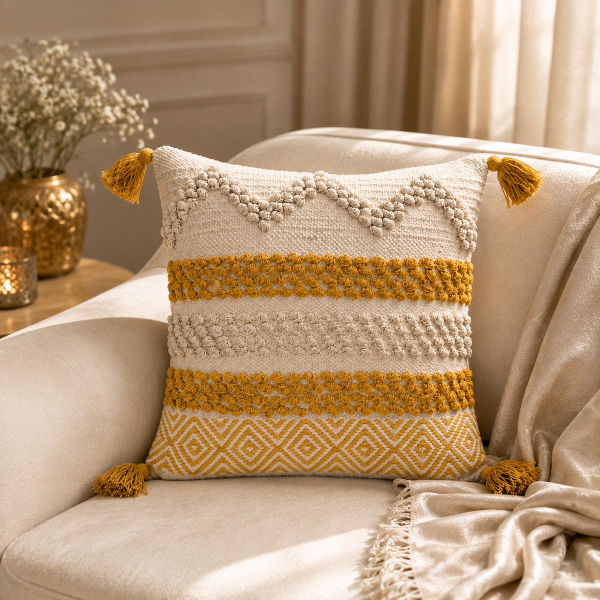 Aarini Handloom Geometric Cushion Cover