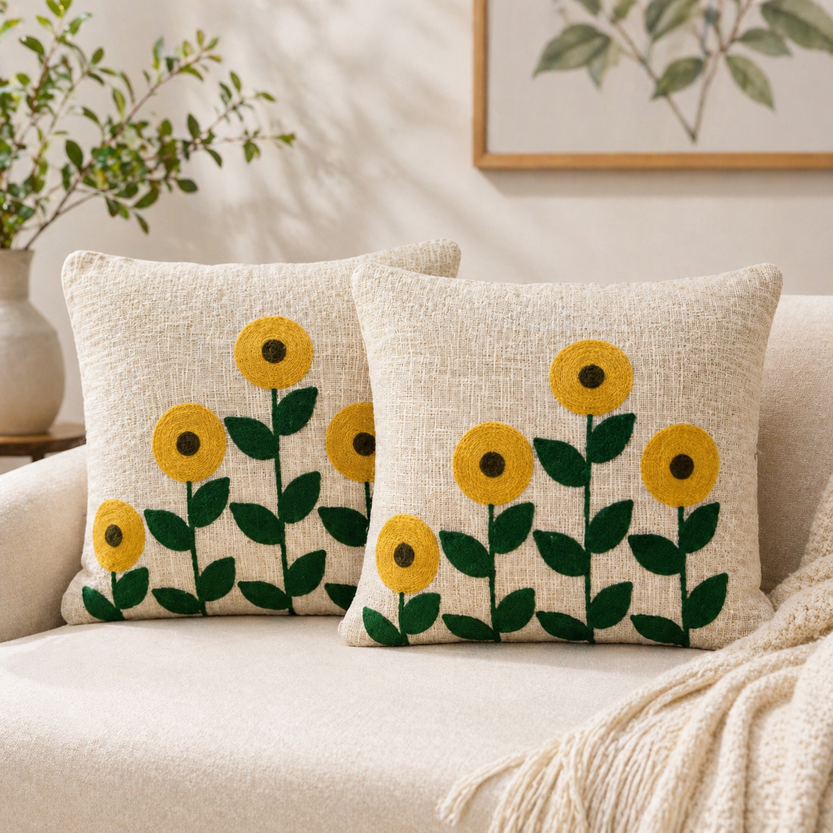 Amaya Handloom Embroidered Floral Cushion Cover
