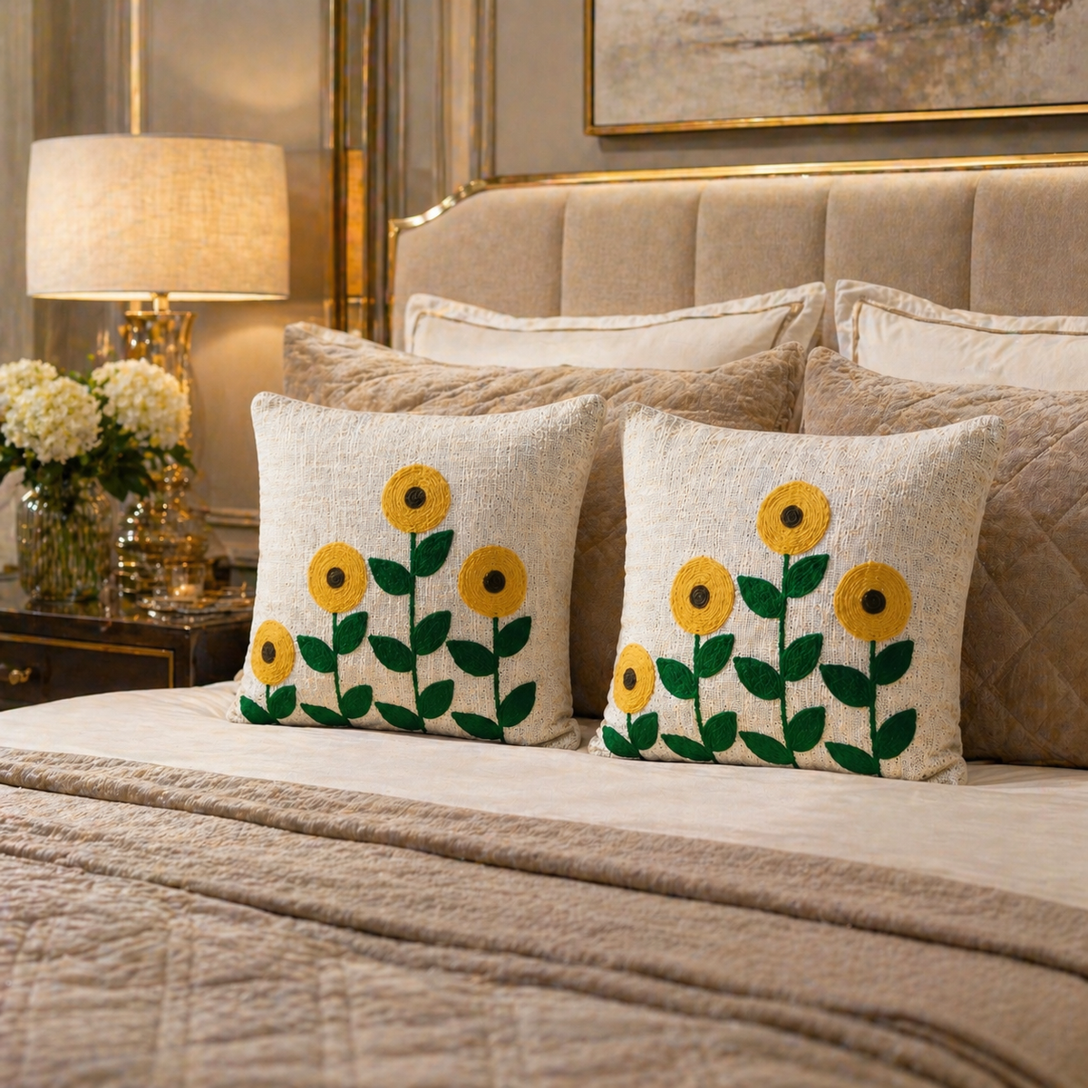 Amaya Handloom Embroidered Floral Cushion Cover