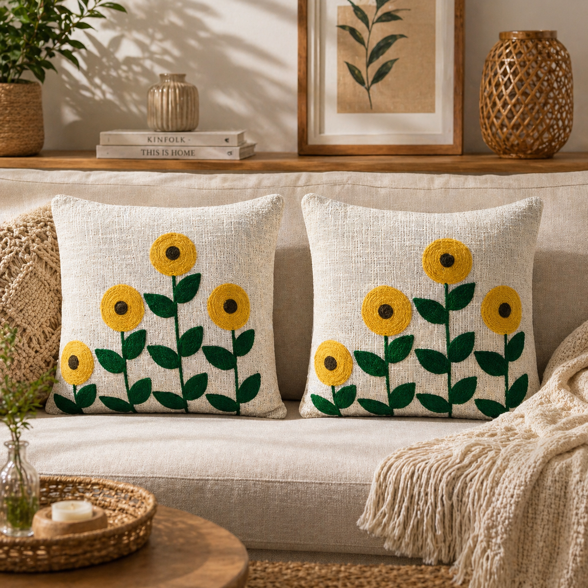 Amaya Handloom Embroidered Floral Cushion Cover