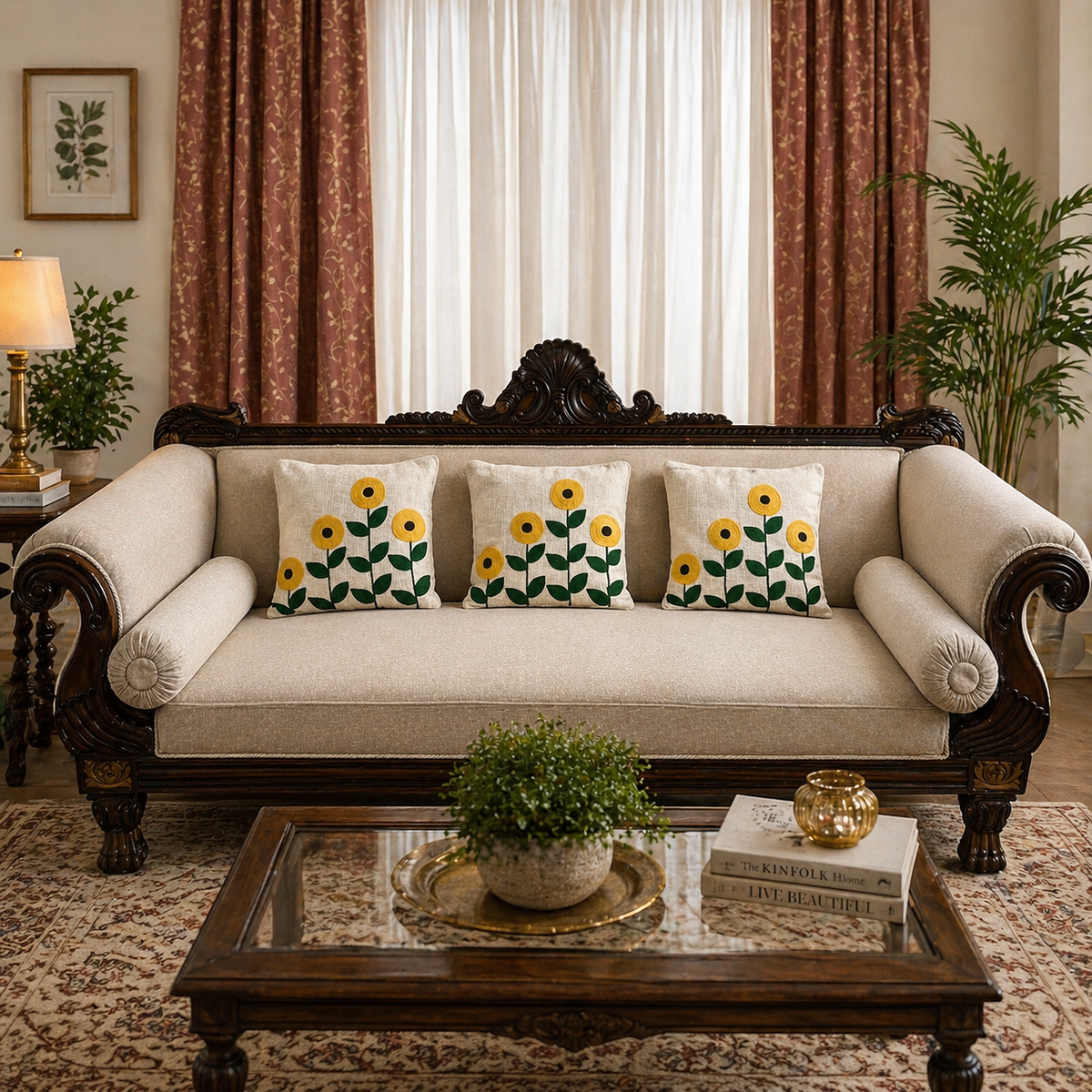 Amaya Handloom Embroidered Floral Cushion Cover