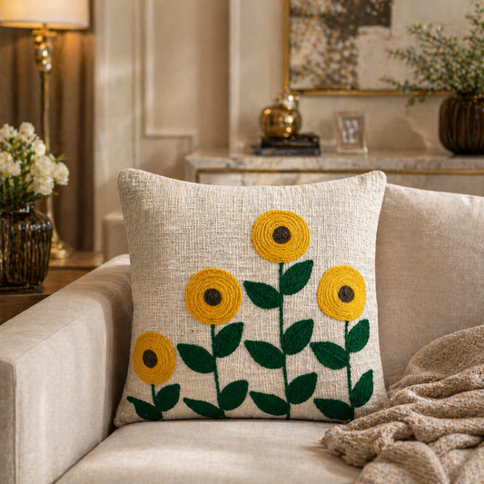 Amaya Handloom Embroidered Floral Cushion Cover