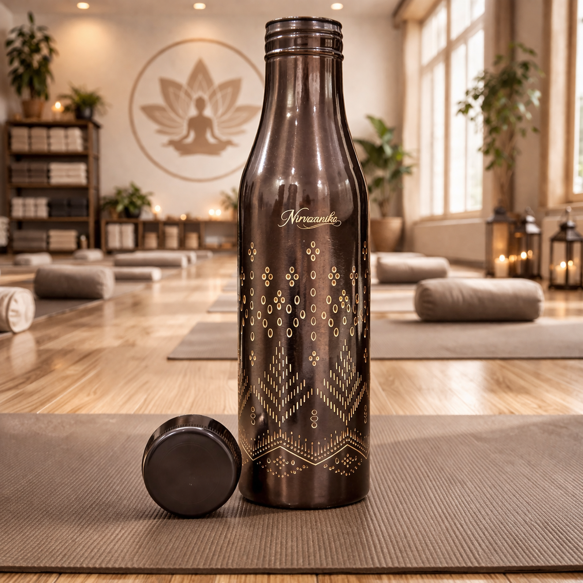 Arohi Handcrafted Geometric-Engraved Pure Copper Bottle