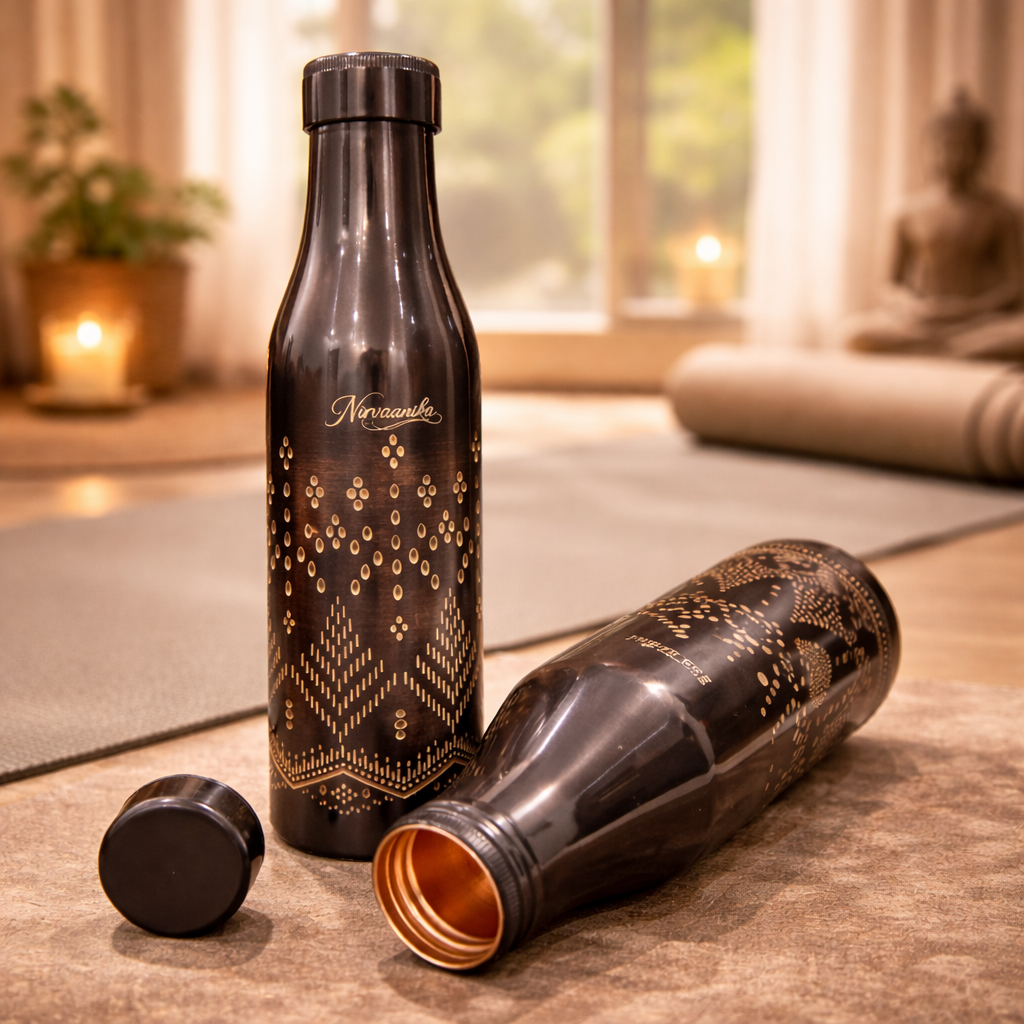 Arohi Handcrafted Geometric-Engraved Pure Copper Bottle