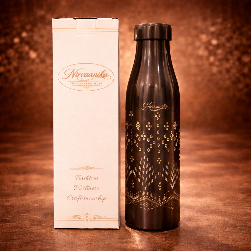 Arohi Handcrafted Geometric-Engraved Pure Copper Bottle