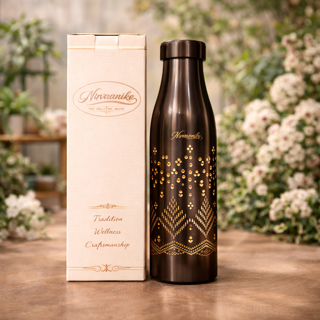 Arohi Handcrafted Geometric-Engraved Pure Copper Bottle
