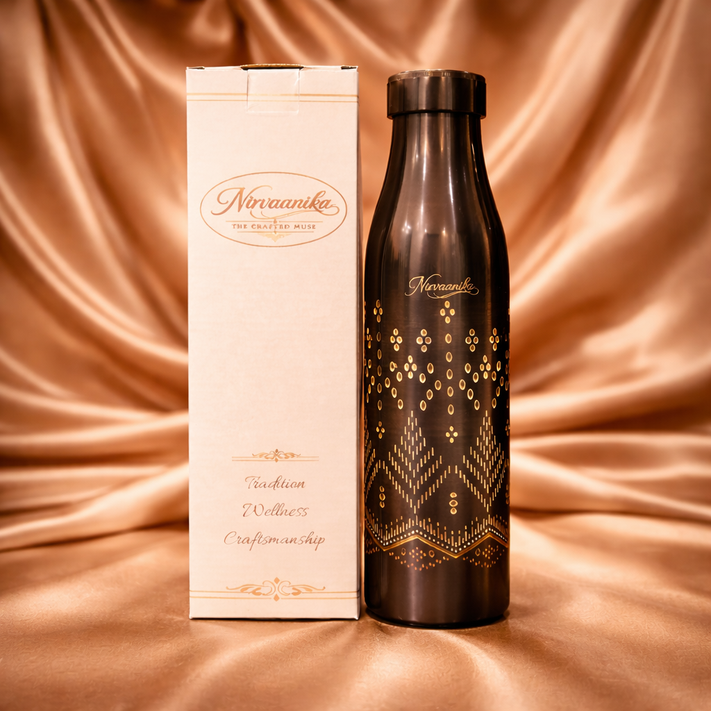 Arohi Handcrafted Geometric-Engraved Pure Copper Bottle