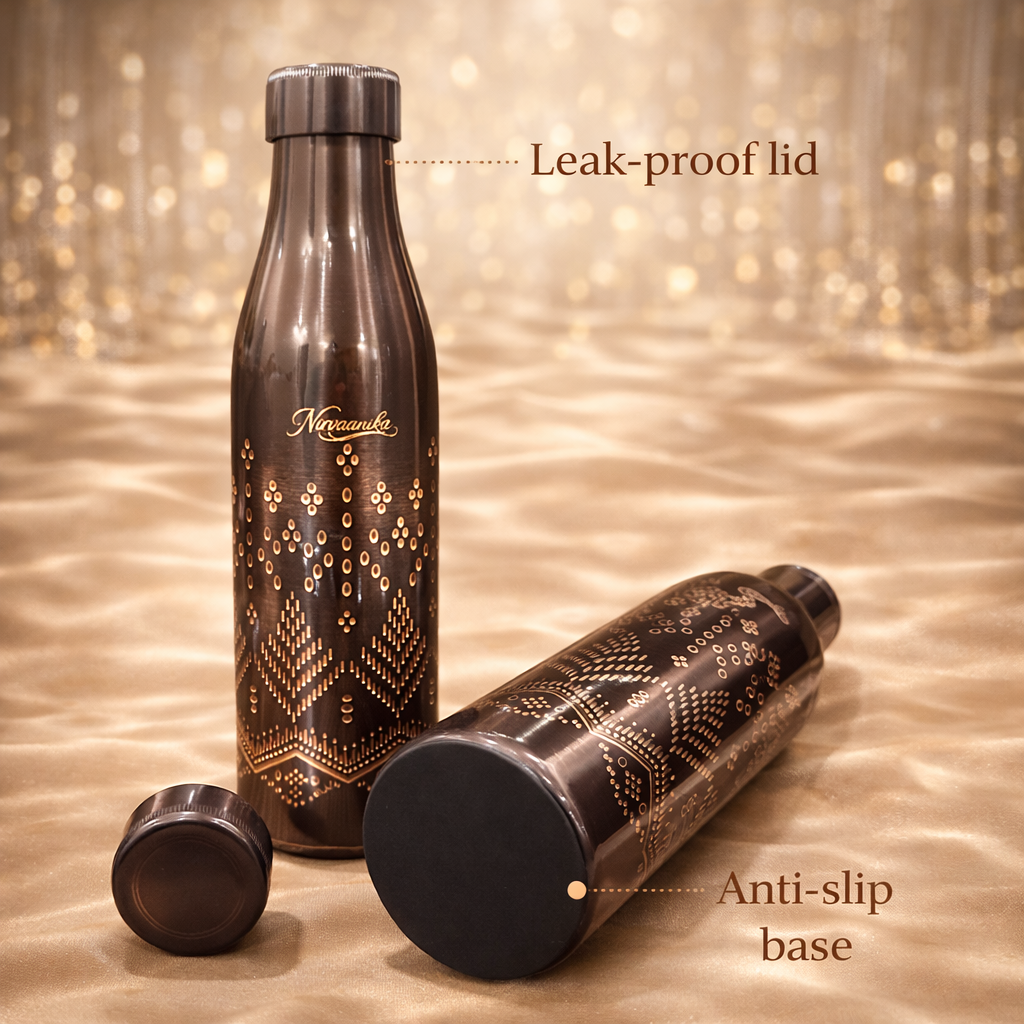 Arohi Handcrafted Geometric-Engraved Pure Copper Bottle