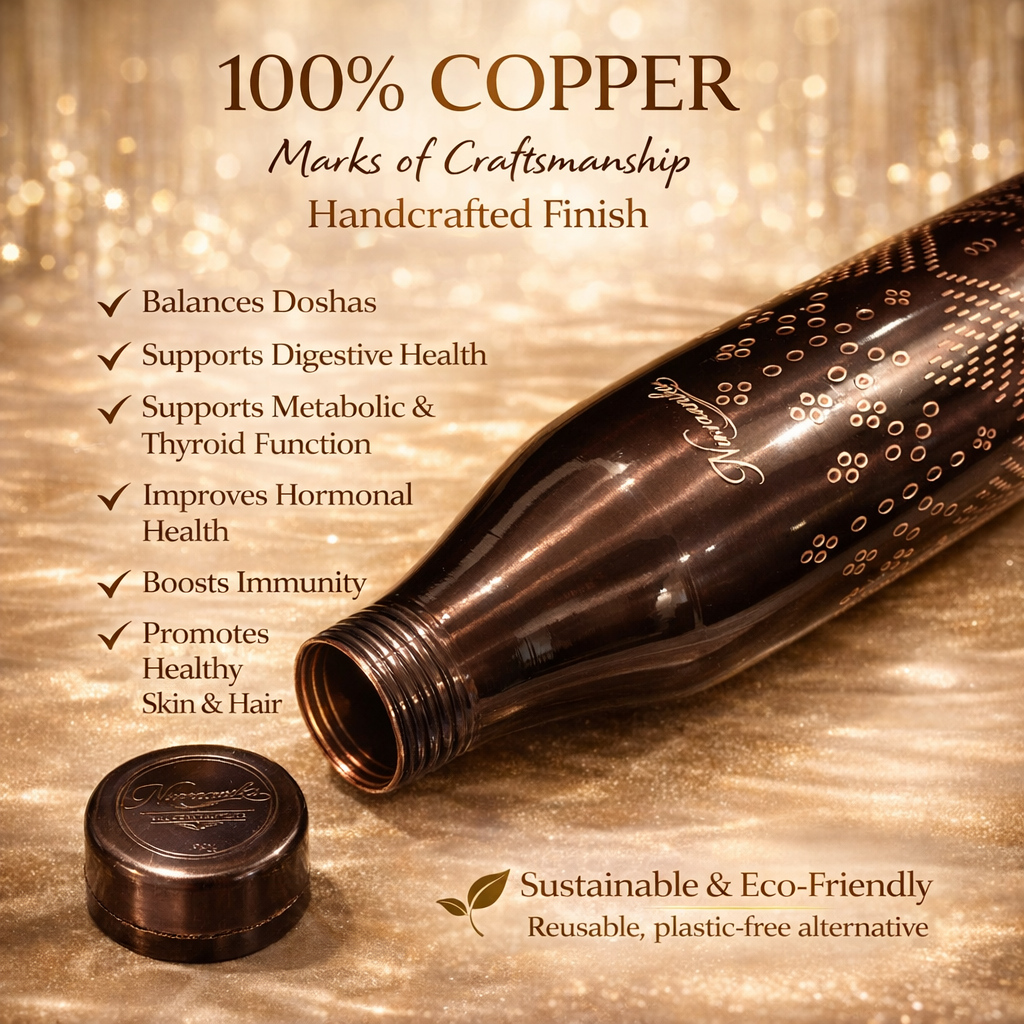 Arohi Handcrafted Geometric-Engraved Pure Copper Bottle