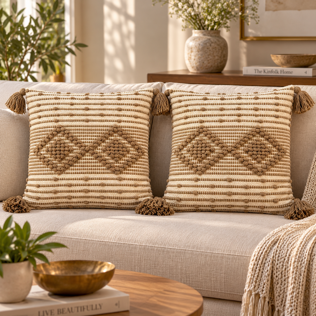 Tavisha Handloom Textured Geometric Cushion Cover
