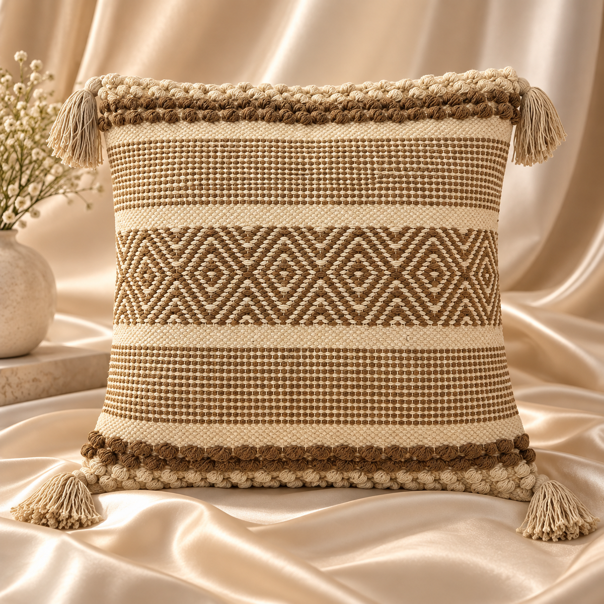 Nayara Handloom Woven Geometric Cushion Cover