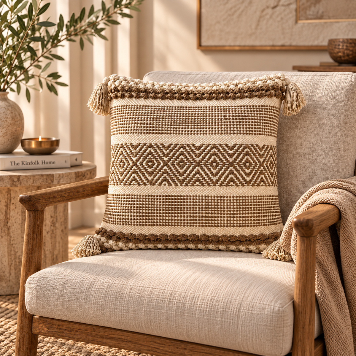 Nayara Handloom Woven Geometric Cushion Cover