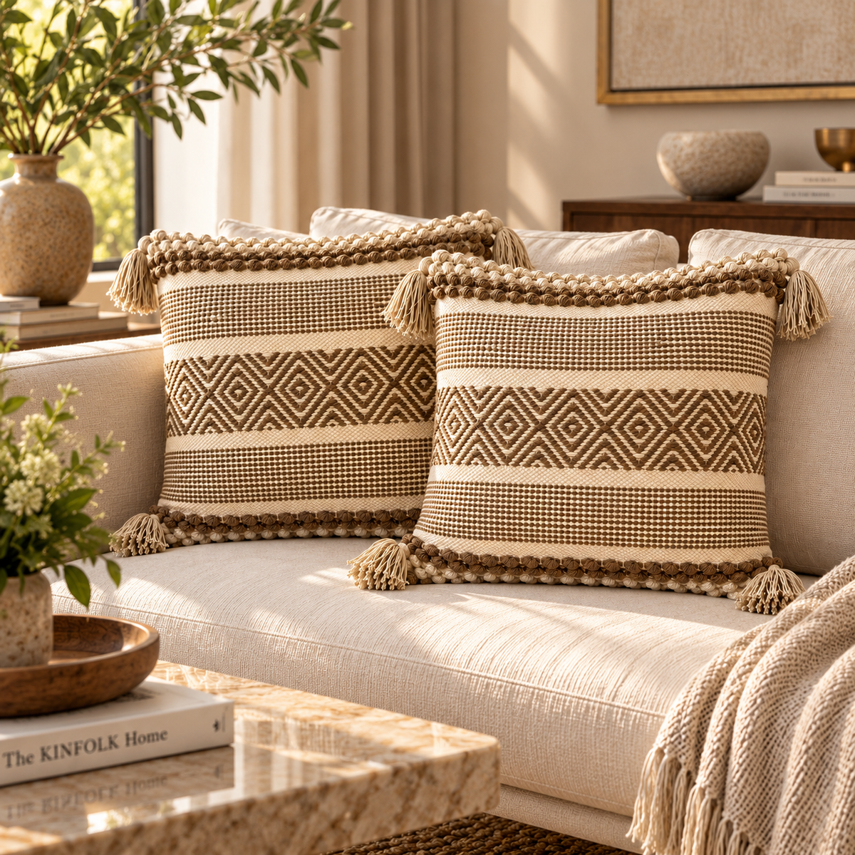 Nayara Handloom Woven Geometric Cushion Cover
