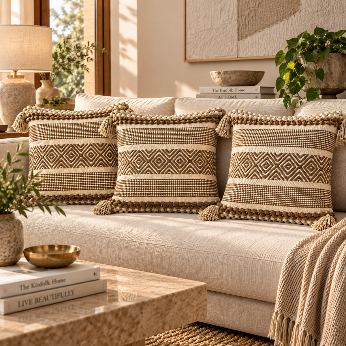 Nayara Handloom Woven Geometric Cushion Cover