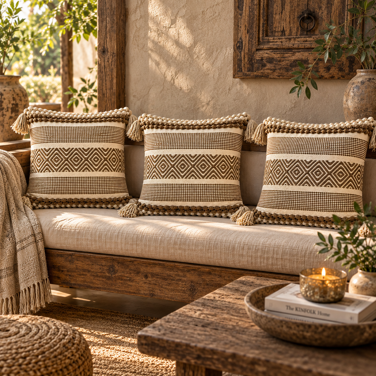 Nayara Handloom Woven Geometric Cushion Cover