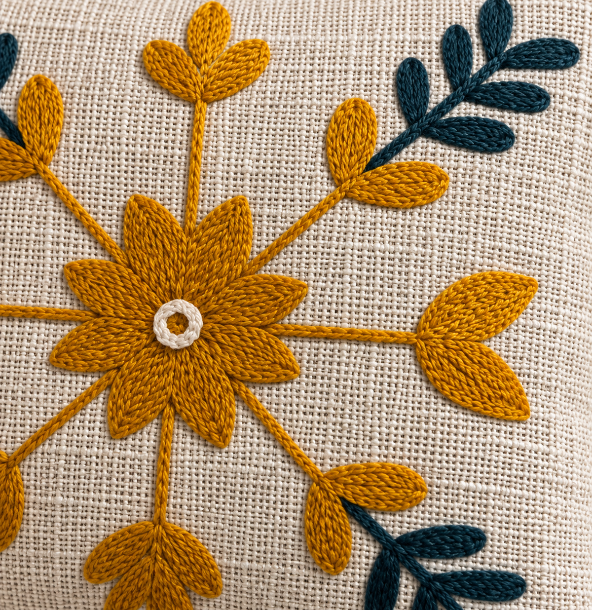 Saanvi Handloom Embroidered Floral Cushion Cover