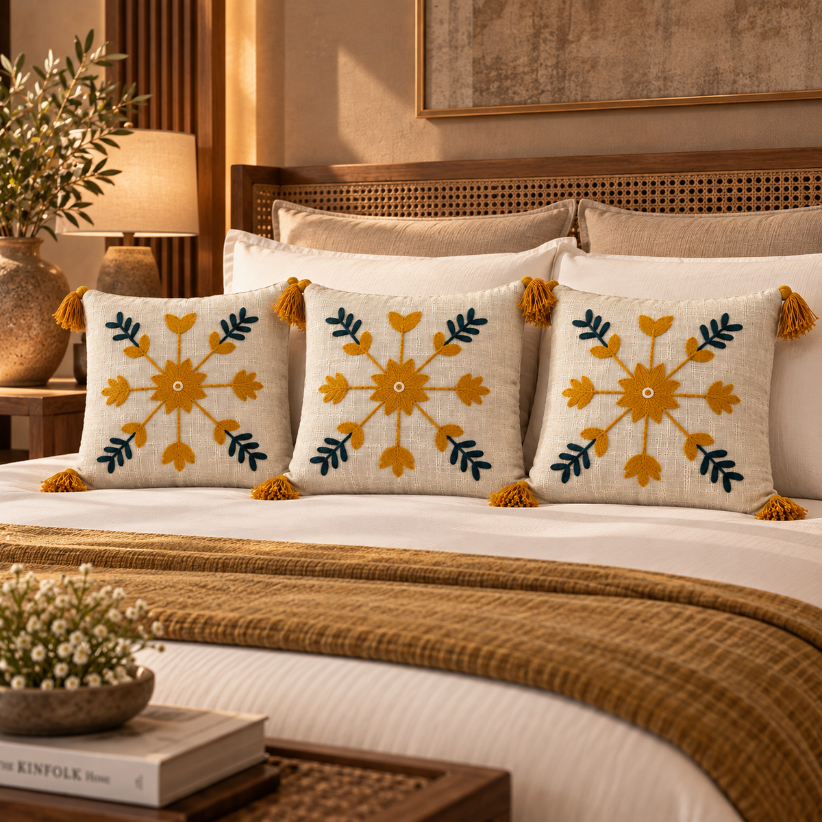 Saanvi Handloom Embroidered Floral Cushion Cover