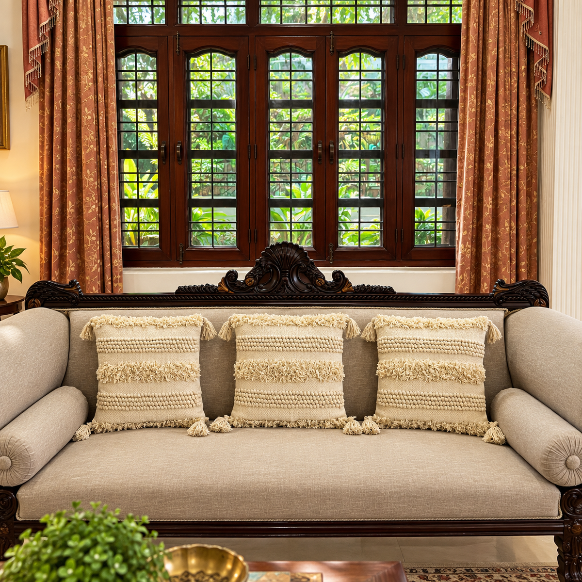 Evara Textured Handcrafted Cushion Cover