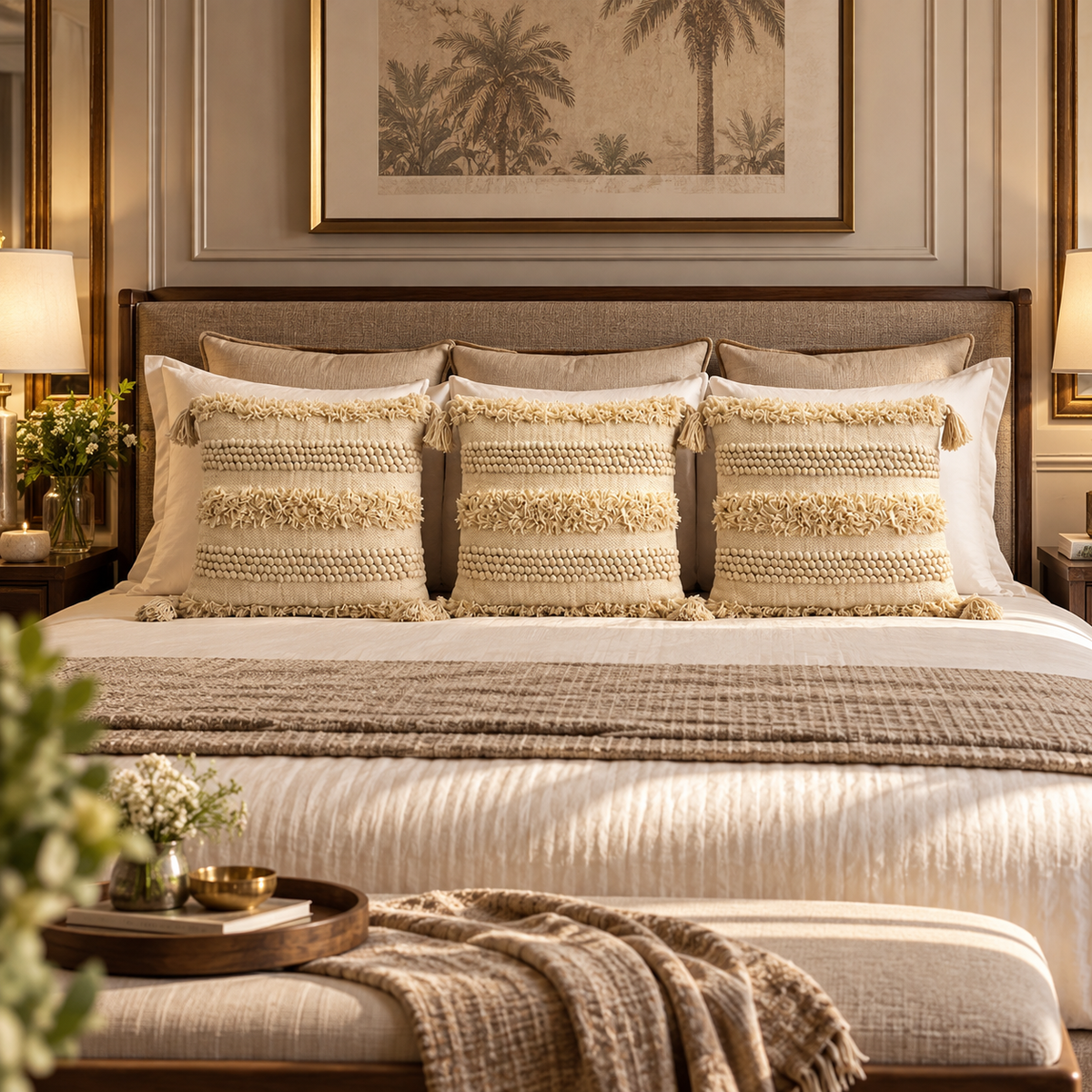 Evara Textured Handcrafted Cushion Cover