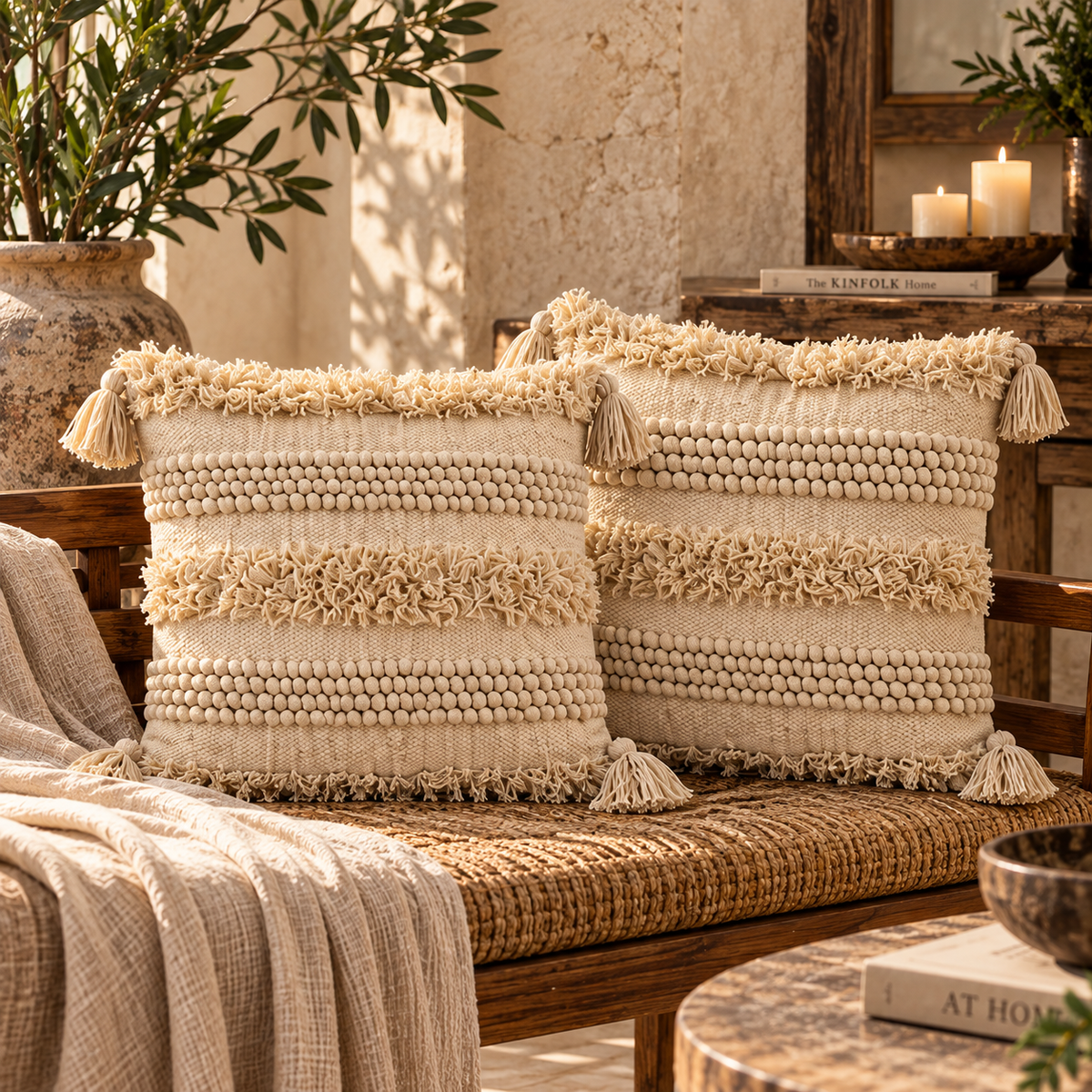 Evara Textured Handcrafted Cushion Cover