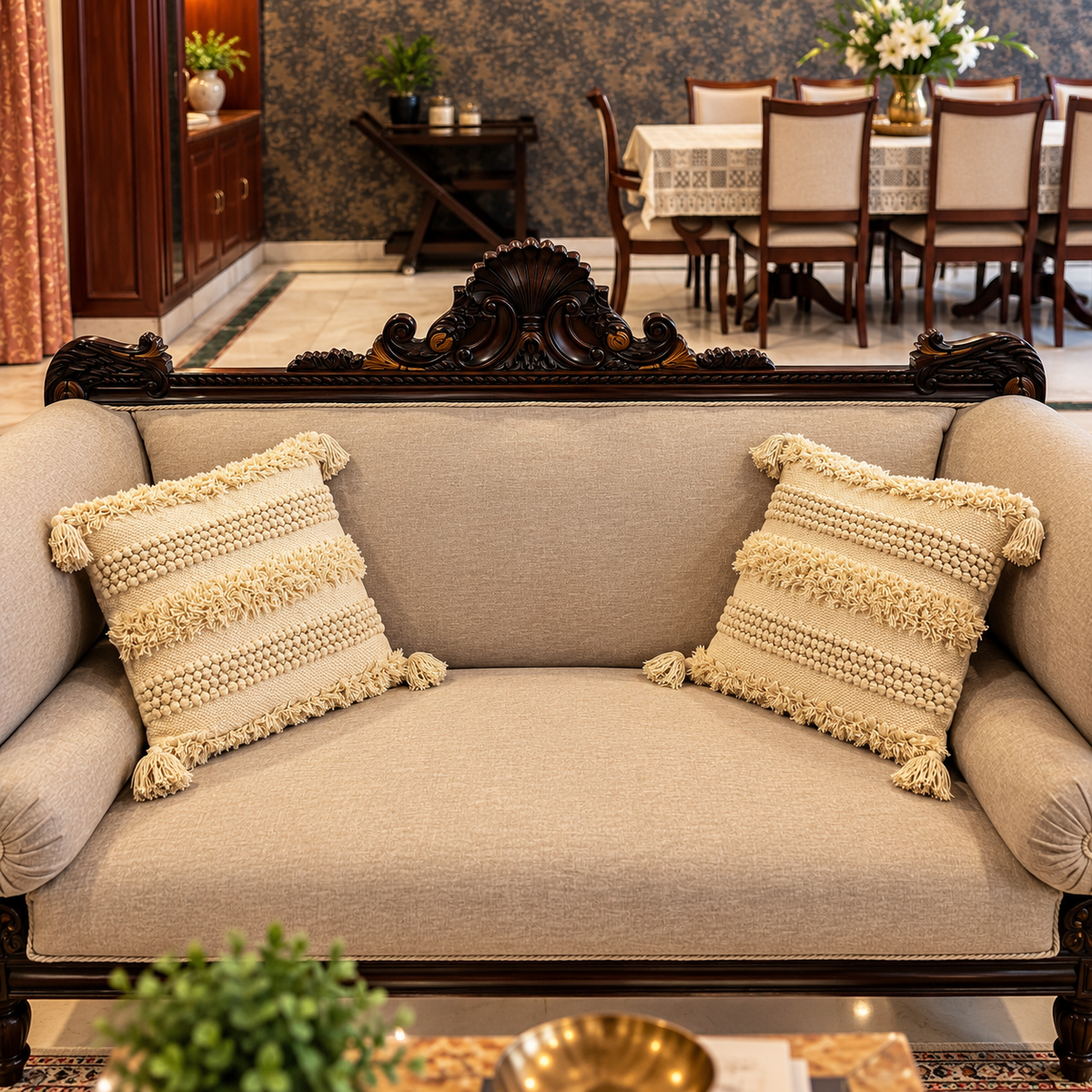 Evara Textured Handcrafted Cushion Cover