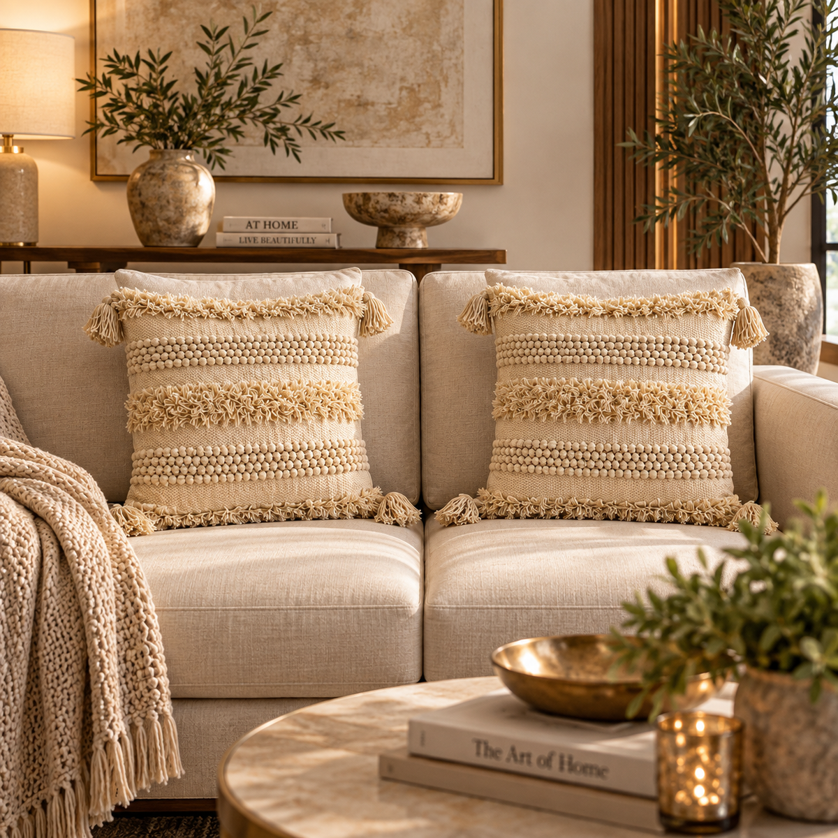 Evara Textured Handcrafted Cushion Cover