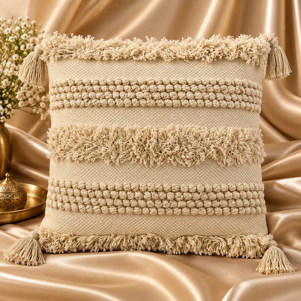 Evara Textured Handcrafted Cushion Cover