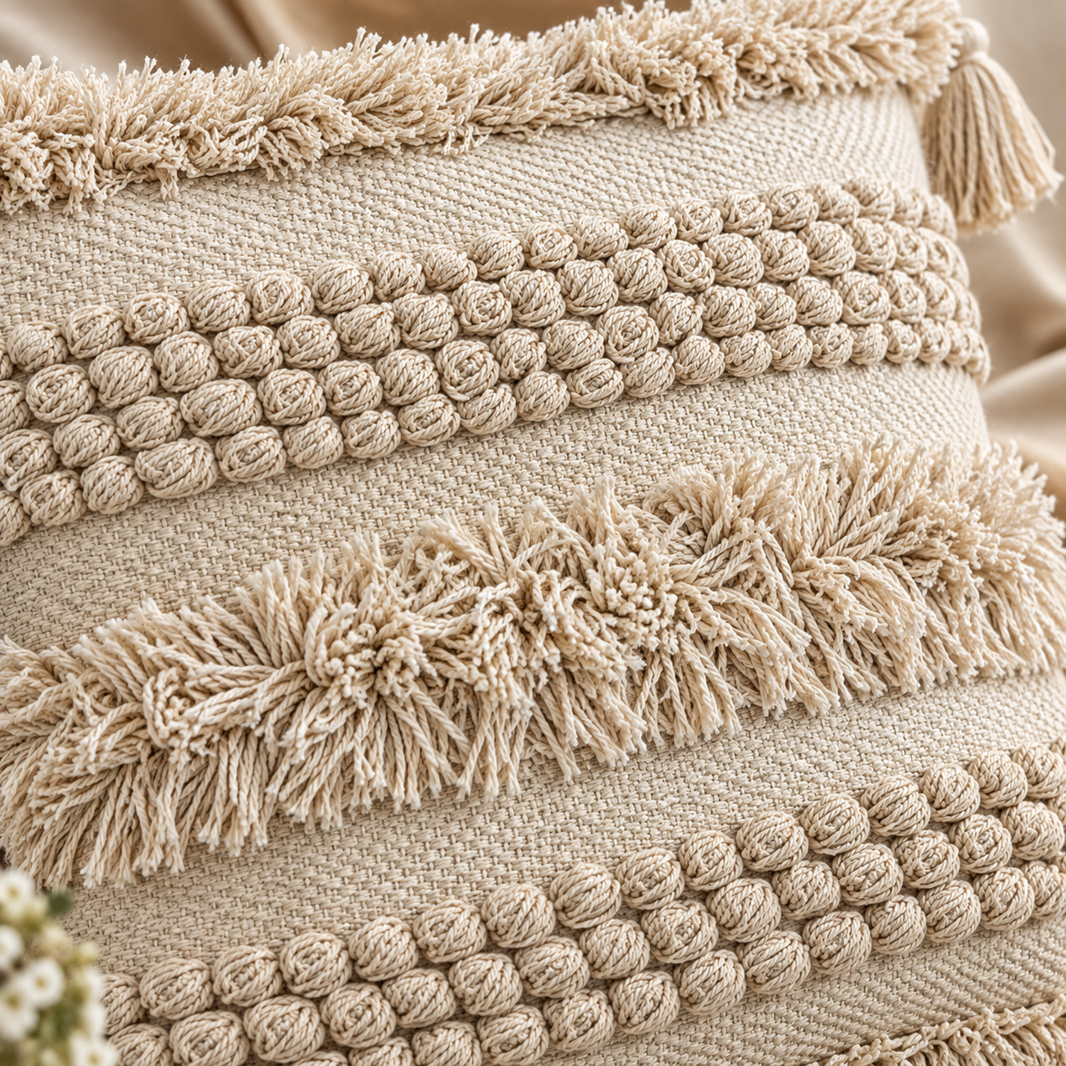 Evara Textured Handcrafted Cushion Cover