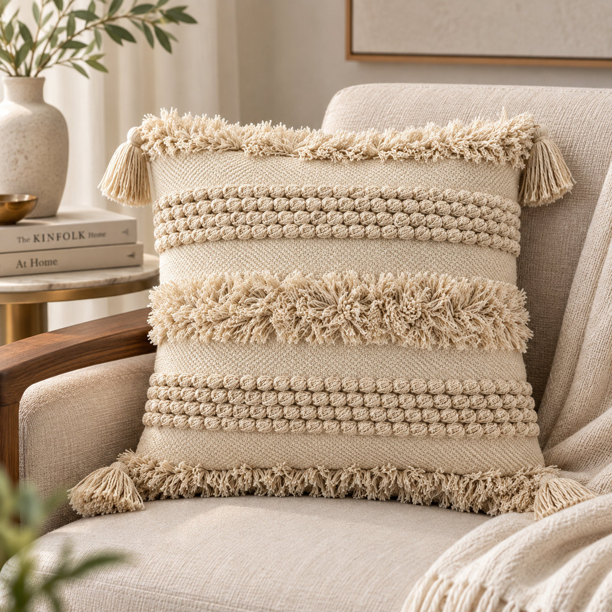 Evara Textured Handcrafted Cushion Cover