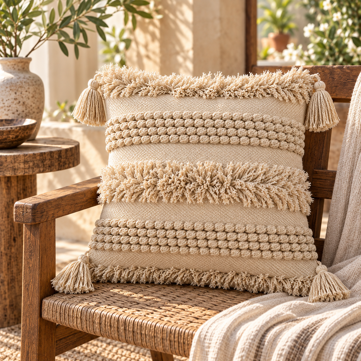 Evara Textured Handcrafted Cushion Cover