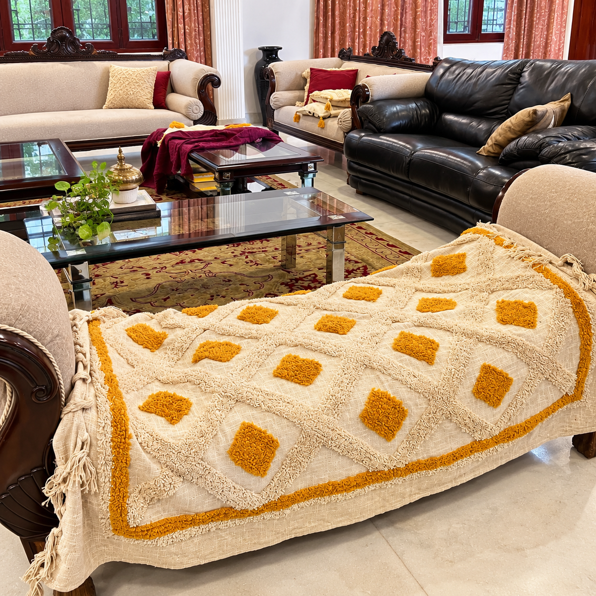 Zariya Diamond Weave Sofa Throw