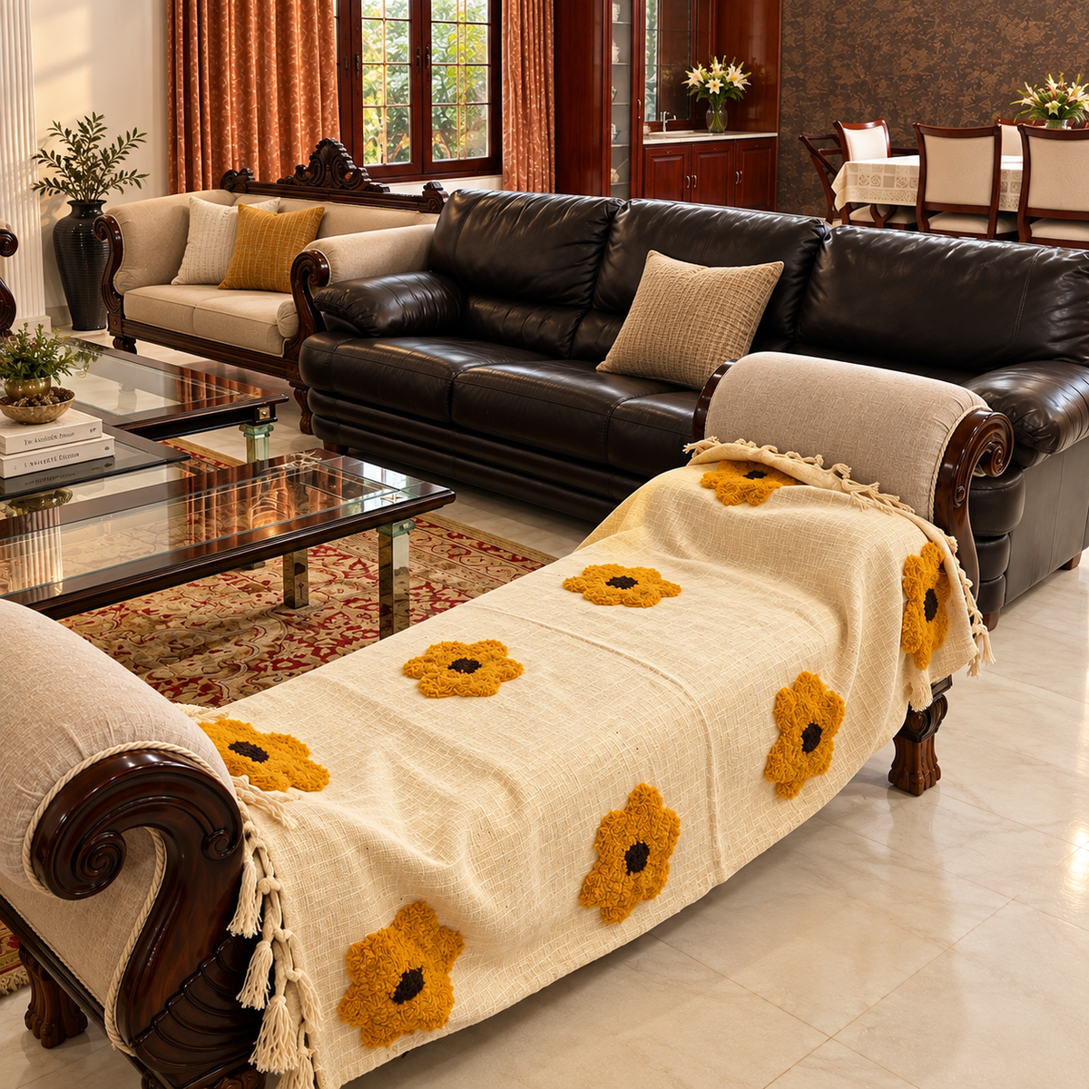 Avyara Handloom Floral Sofa Throw