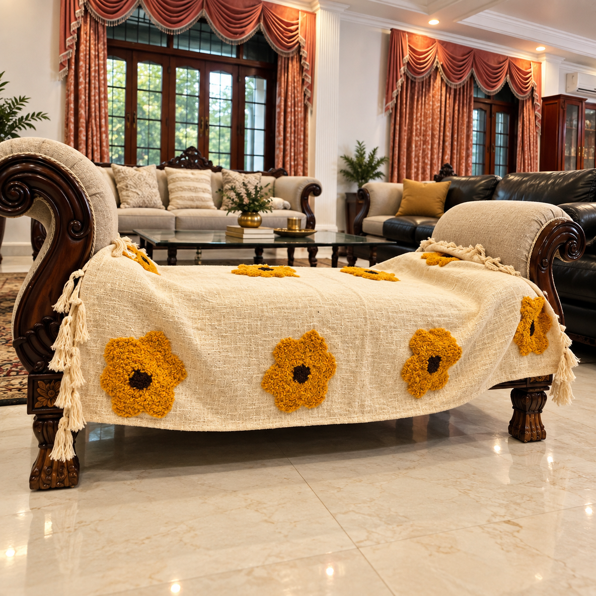 Avyara Handloom Floral Sofa Throw