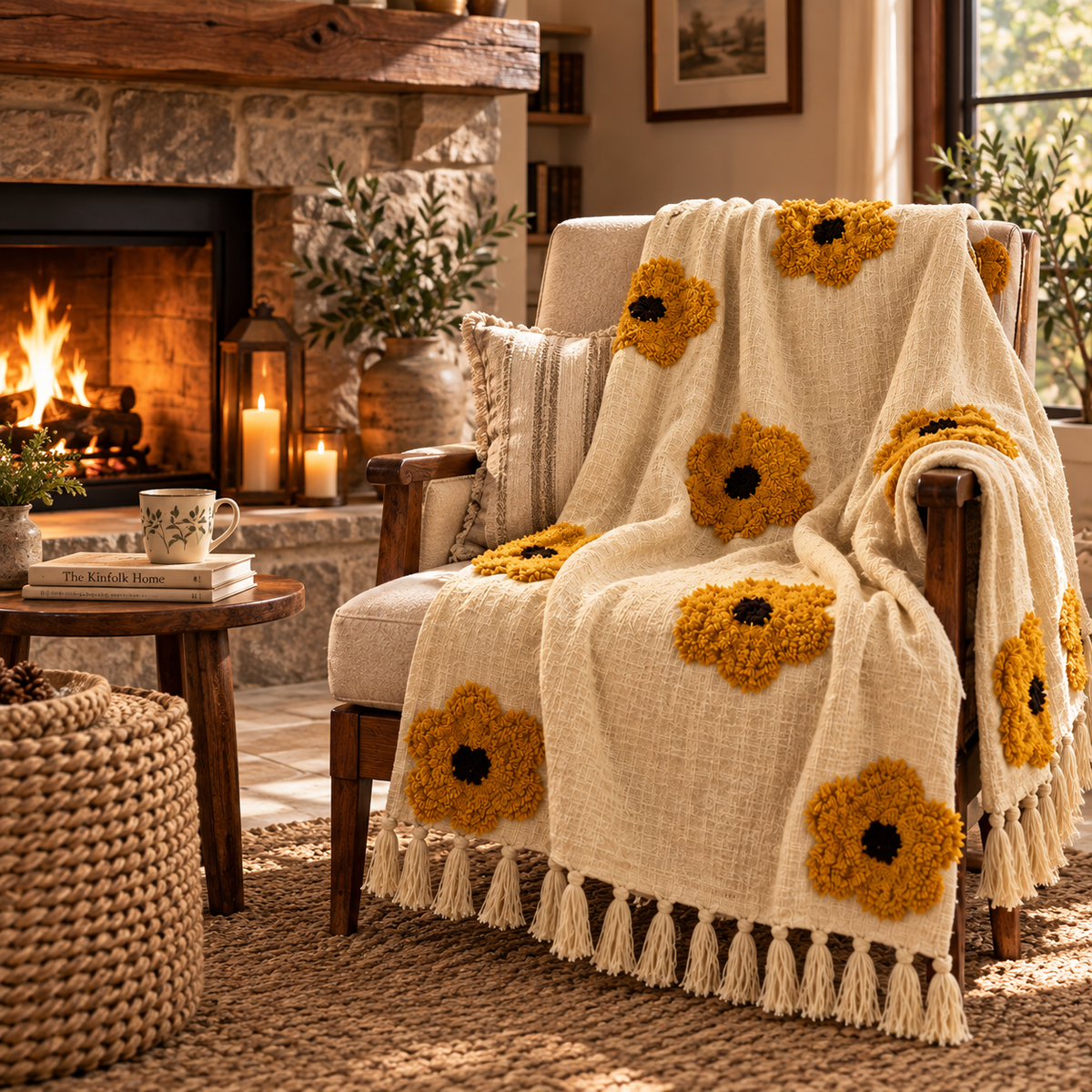 Avyara Handloom Floral Sofa Throw