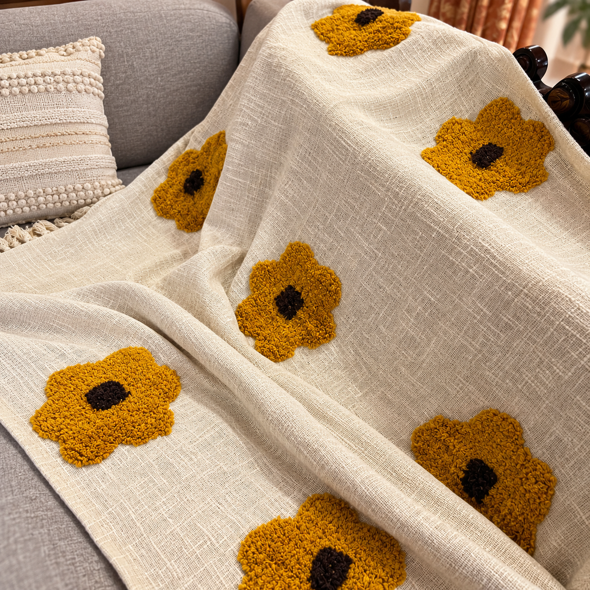 Avyara Handloom Floral Sofa Throw