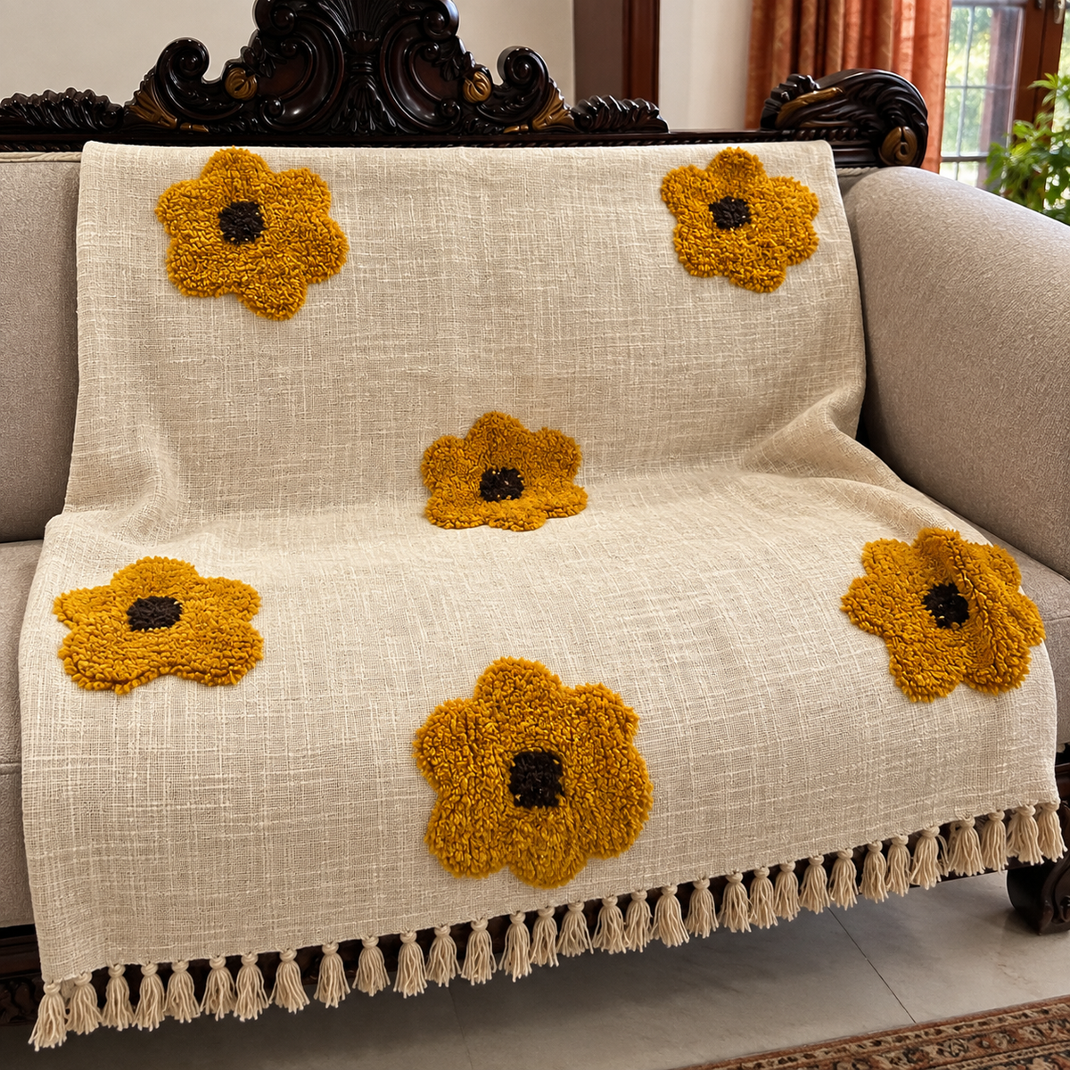 Avyara Handloom Floral Sofa Throw