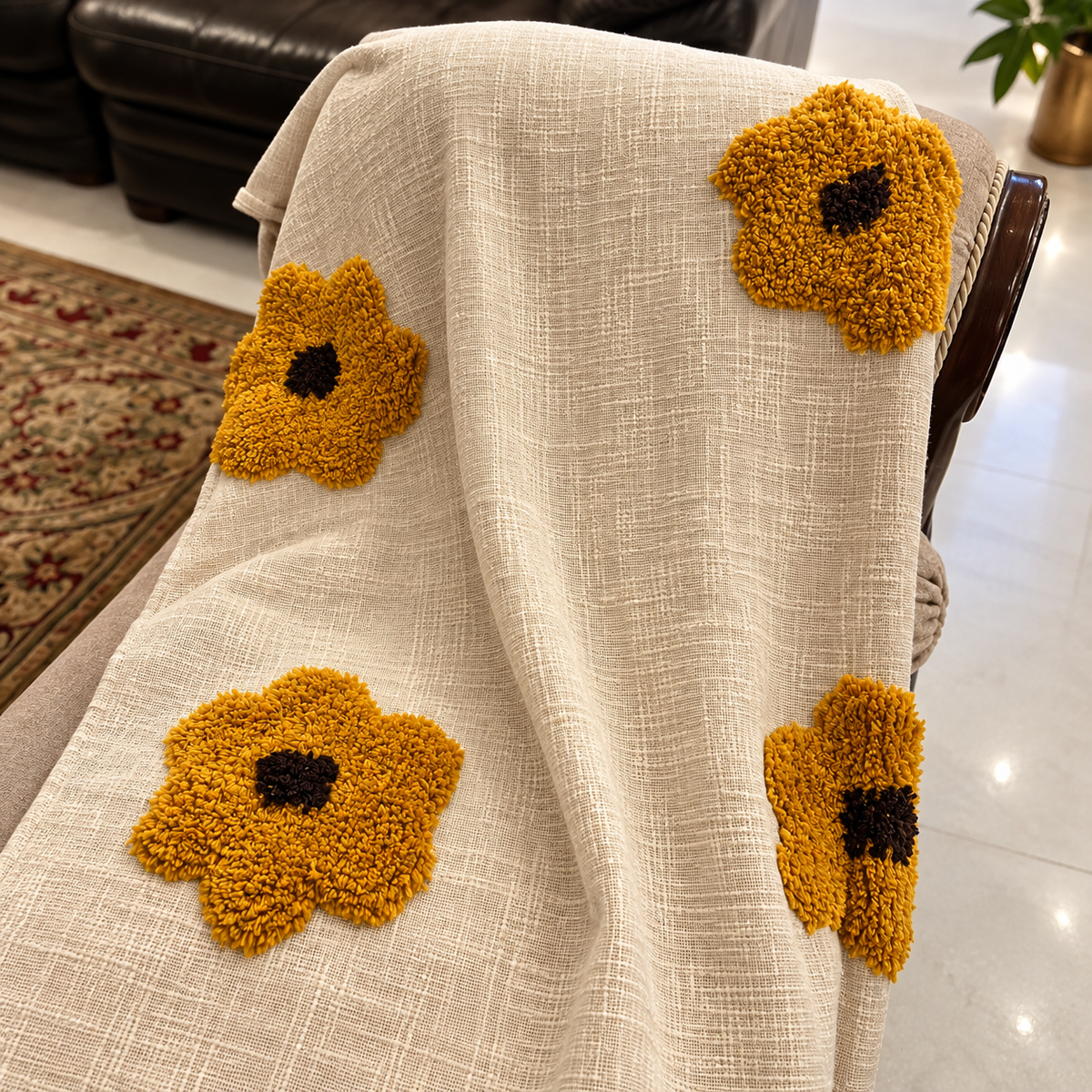 Avyara Handloom Floral Sofa Throw