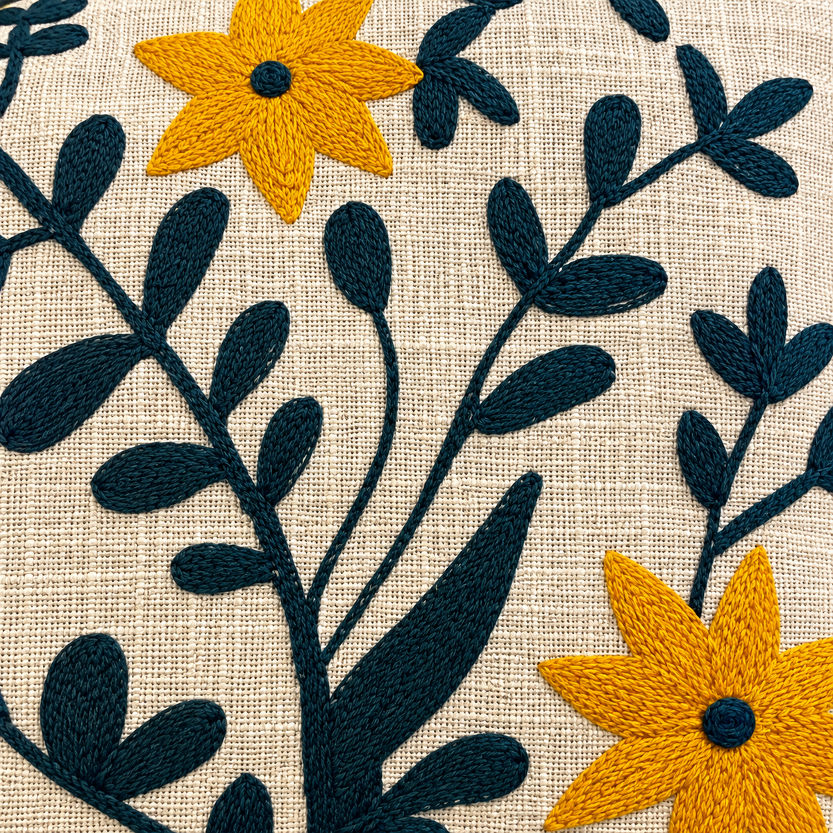 Solenne  Handloom Wildflower Embroidered Cushion Cover