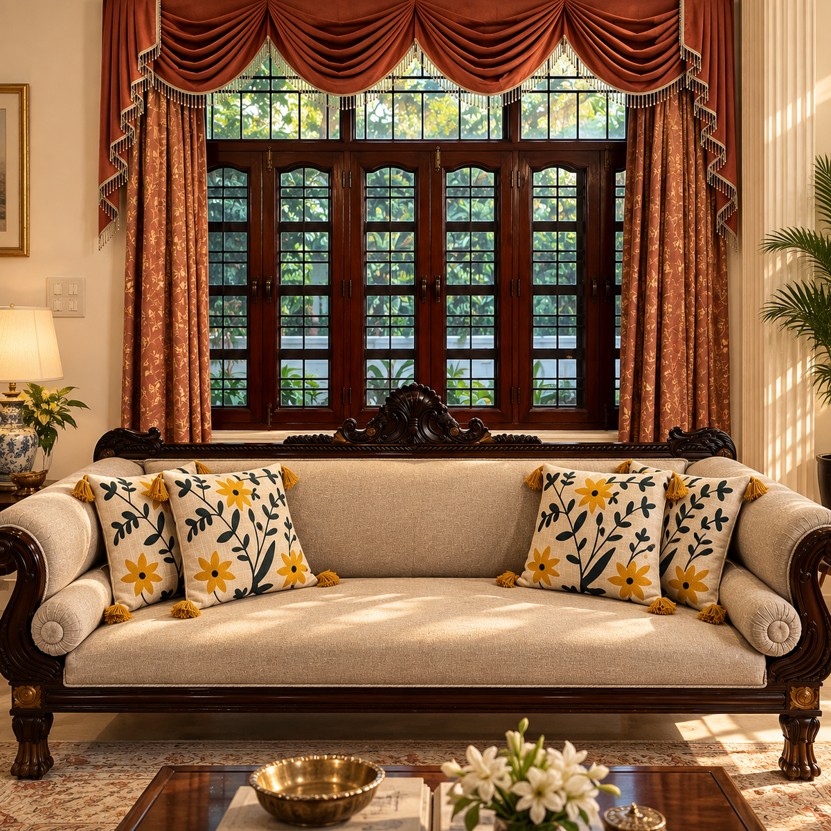 Solenne  Handloom Wildflower Embroidered Cushion Cover