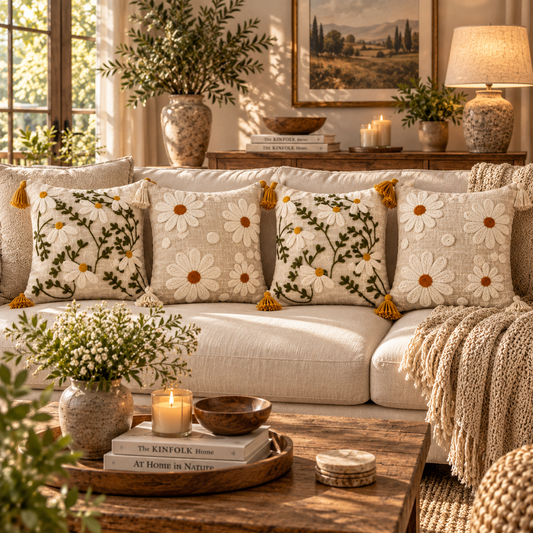 Meadow Bloom Handloom Cushion Cover Set of 4