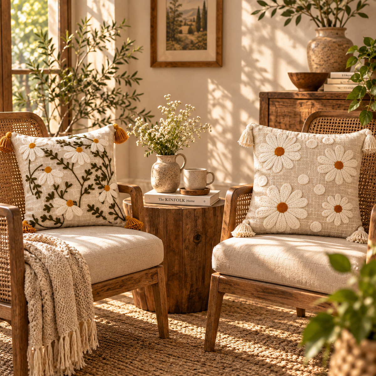 Meadow Bloom Handloom Cushion Cover Set of 4