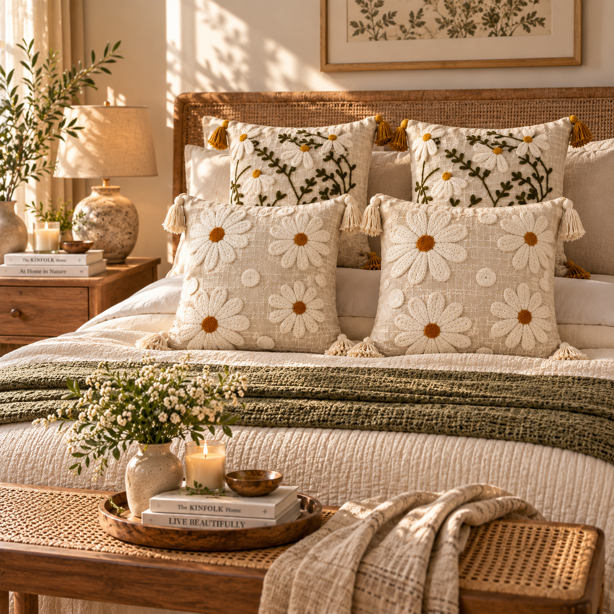 Meadow Bloom Handloom Cushion Cover Set of 4