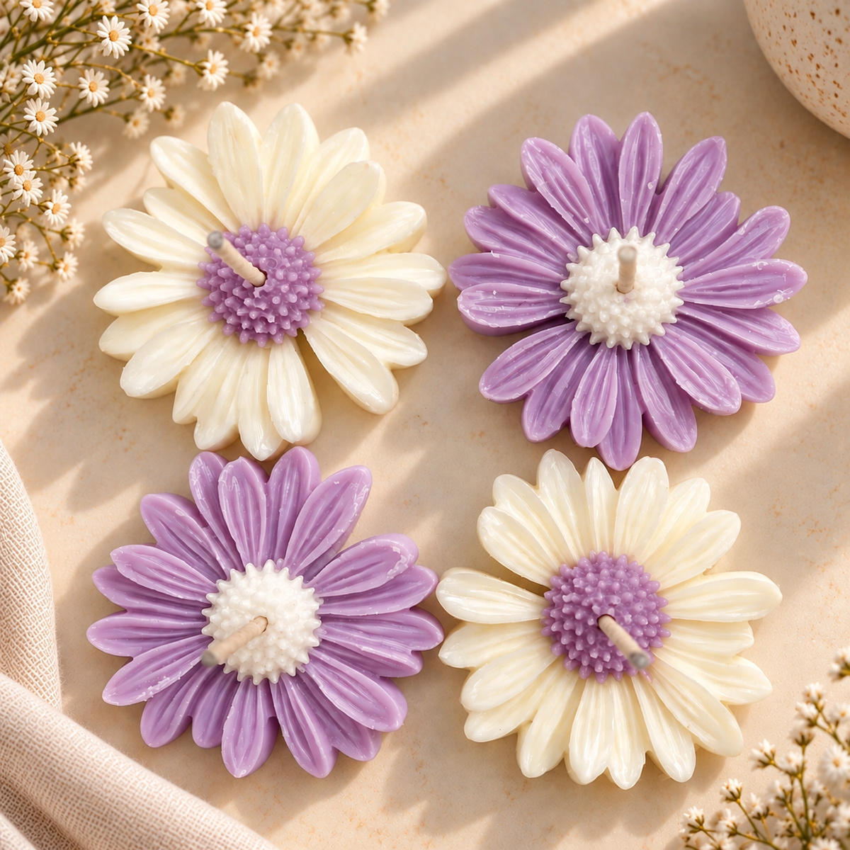 Petalune Floral Daisy Candle Set of 4
