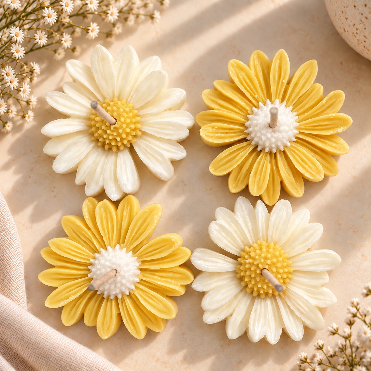 Petalune Floral Daisy Candle Set of 4
