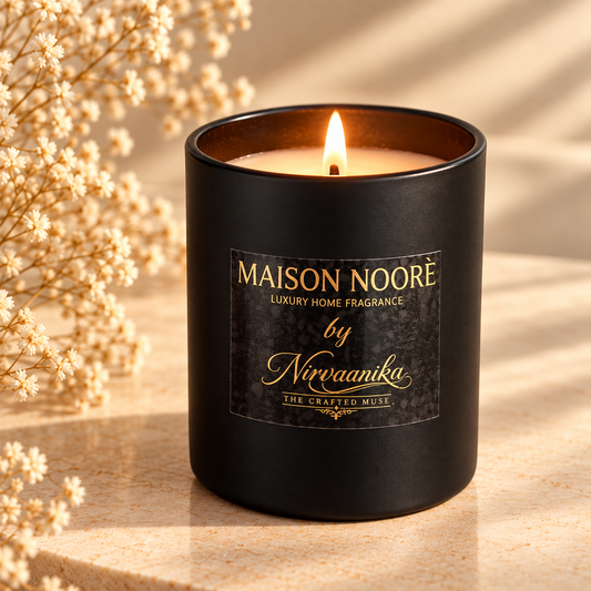 Élan White Musk Scented Black Jar Candle with Wooden Lid