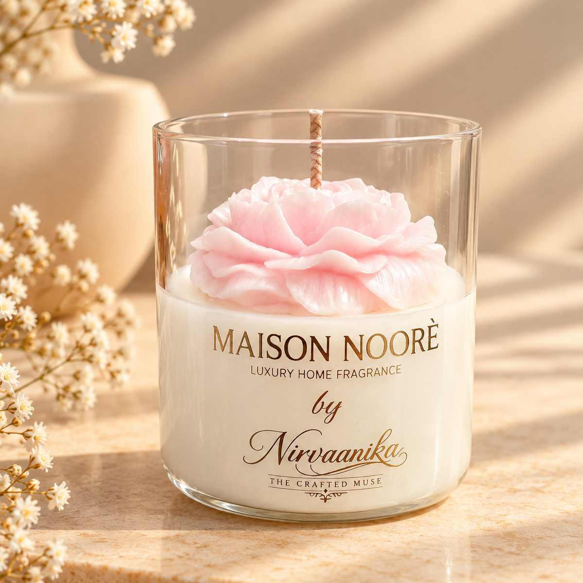 Celestine British Rose Scented Clear Glass Jar Candle